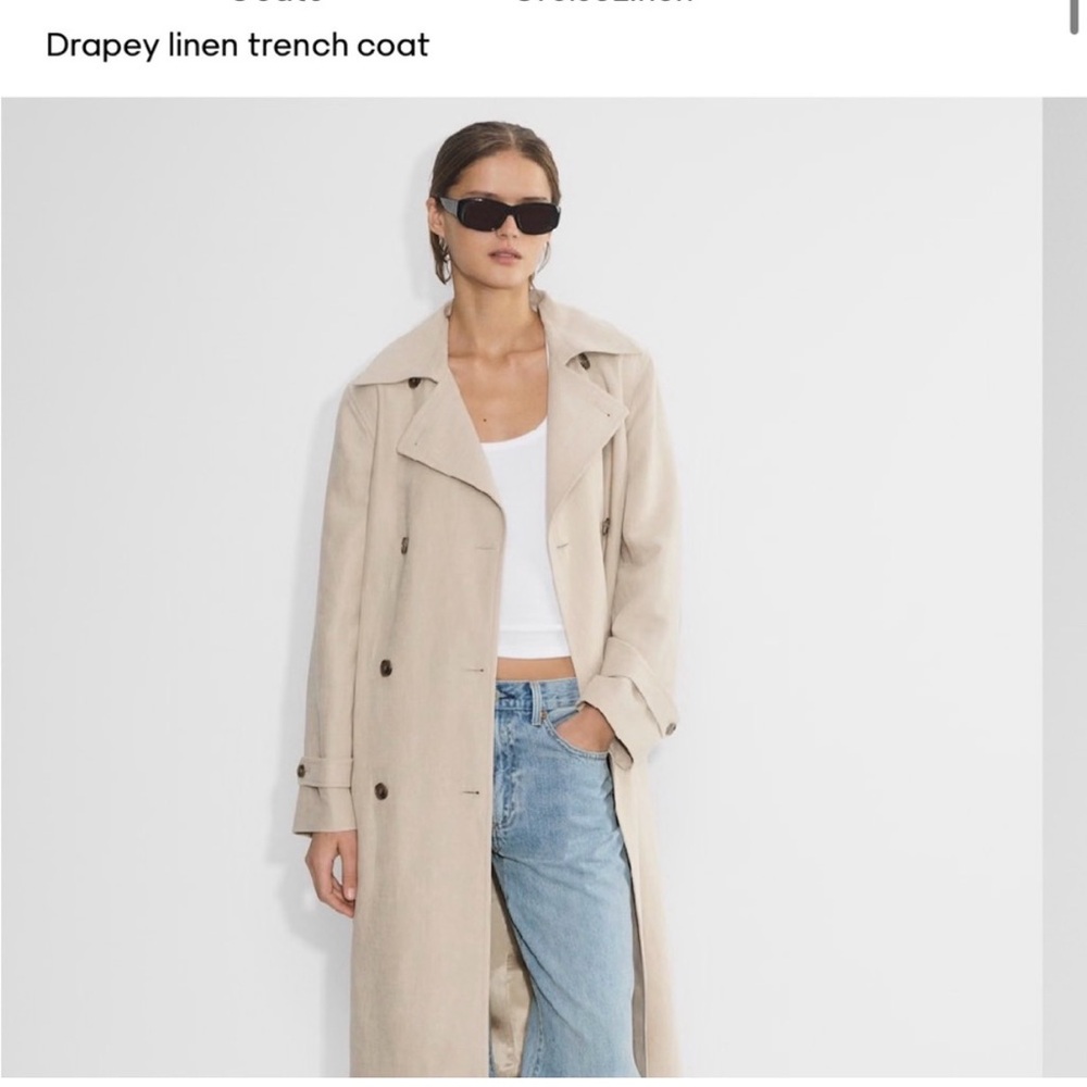 Aritzia Linen Trench Coat Light Birch